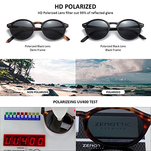 ZENOTTIC Polarized Sunglasses for Women Men: Retro Shades Round | Square Frame UV Protection 2 Pack