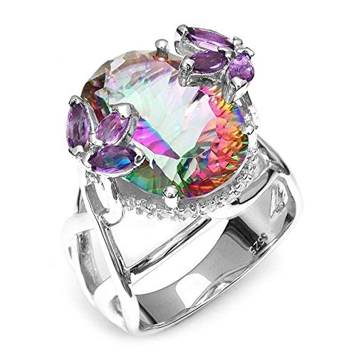 KarryStore Women Mysterious Rainbow Colorful Ring Bridal Luxury Wedding Ring 925 Sterling Silver Anniversary Ring Engagement Ring lover gift For Woman Jewelry (7)