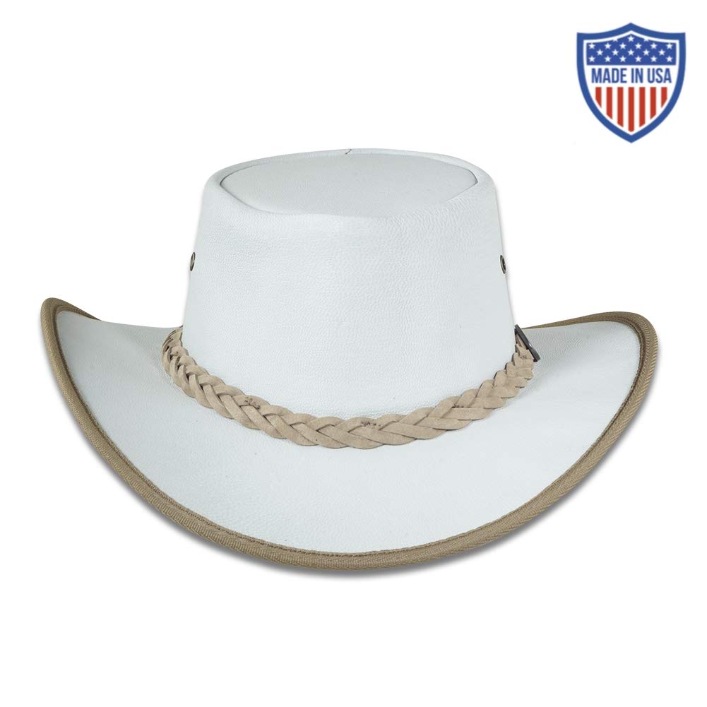 Barmah Hats Squashy Mountain Goat Leather Hat - Item 2055 (XXLarge, Pearl)