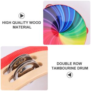 8 Inch Double Row Tambourine Fashionable Beating Drum for Adult and Children (Rainbow Color)