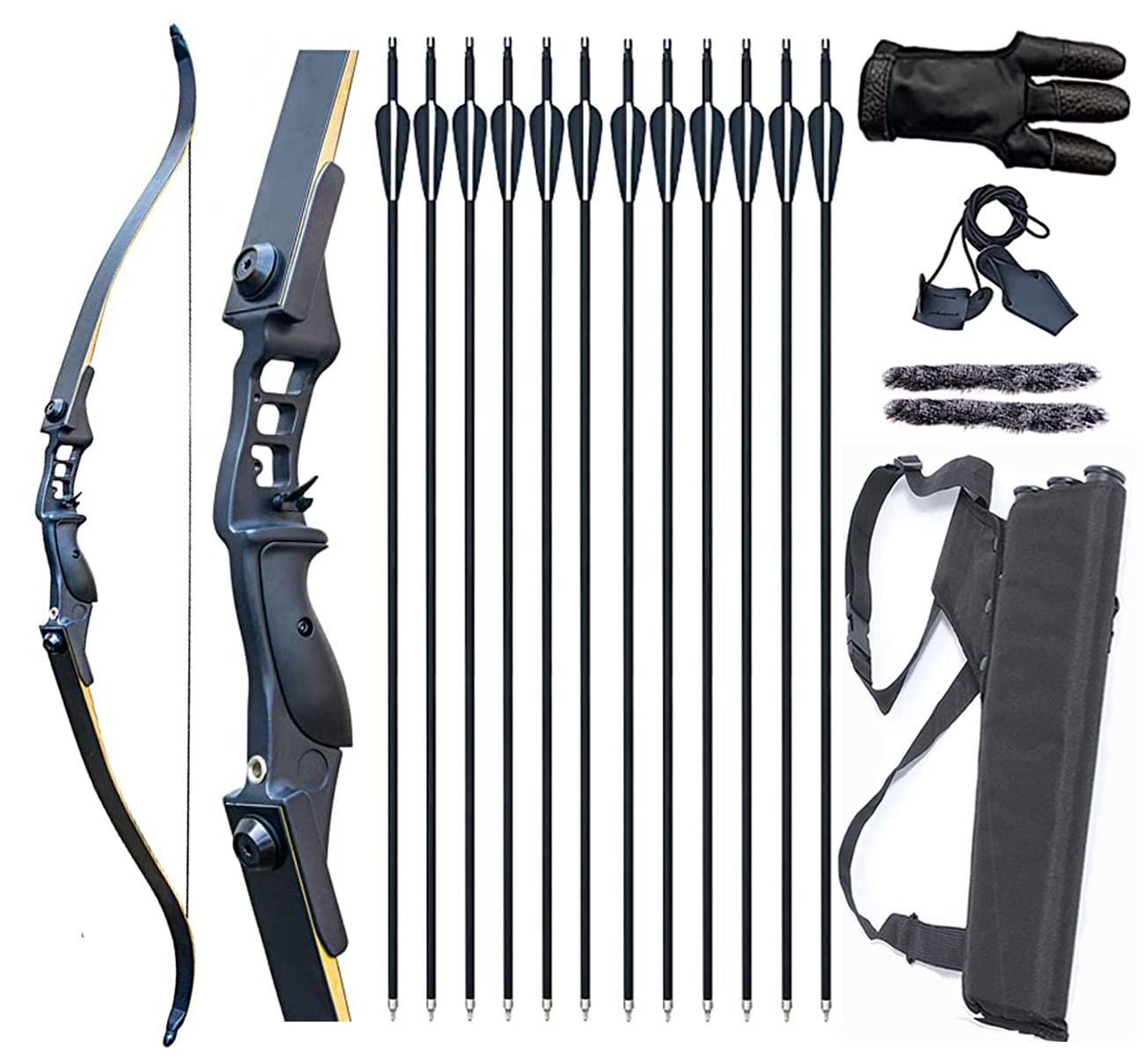 Vogbel Archery Recurve Bow and Arrows for Adults 52" Archery Set 30-50lb Takedown Bow Right Hand Metal Riser with Arrows Quiver for Hunting Shooting(40lb)