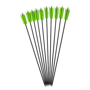 SHARROW 12 Pcs 30Inch Archery Flu Flu Arrow 400 Spine Carbon Arrow Target Practice Arrow with 4 Pcs Feather (Green)