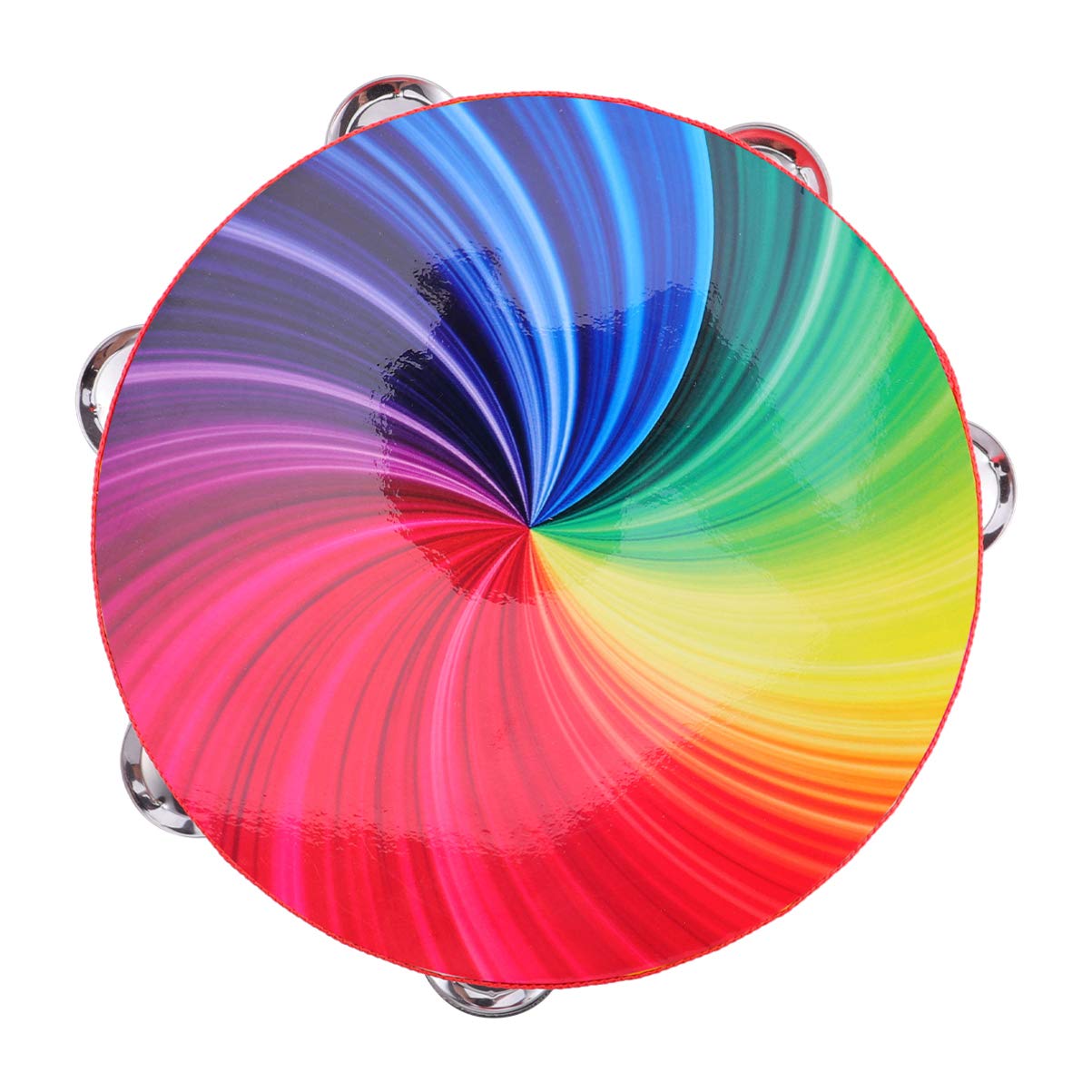 8 Inch Double Row Tambourine Fashionable Beating Drum for Adult and Children (Rainbow Color)