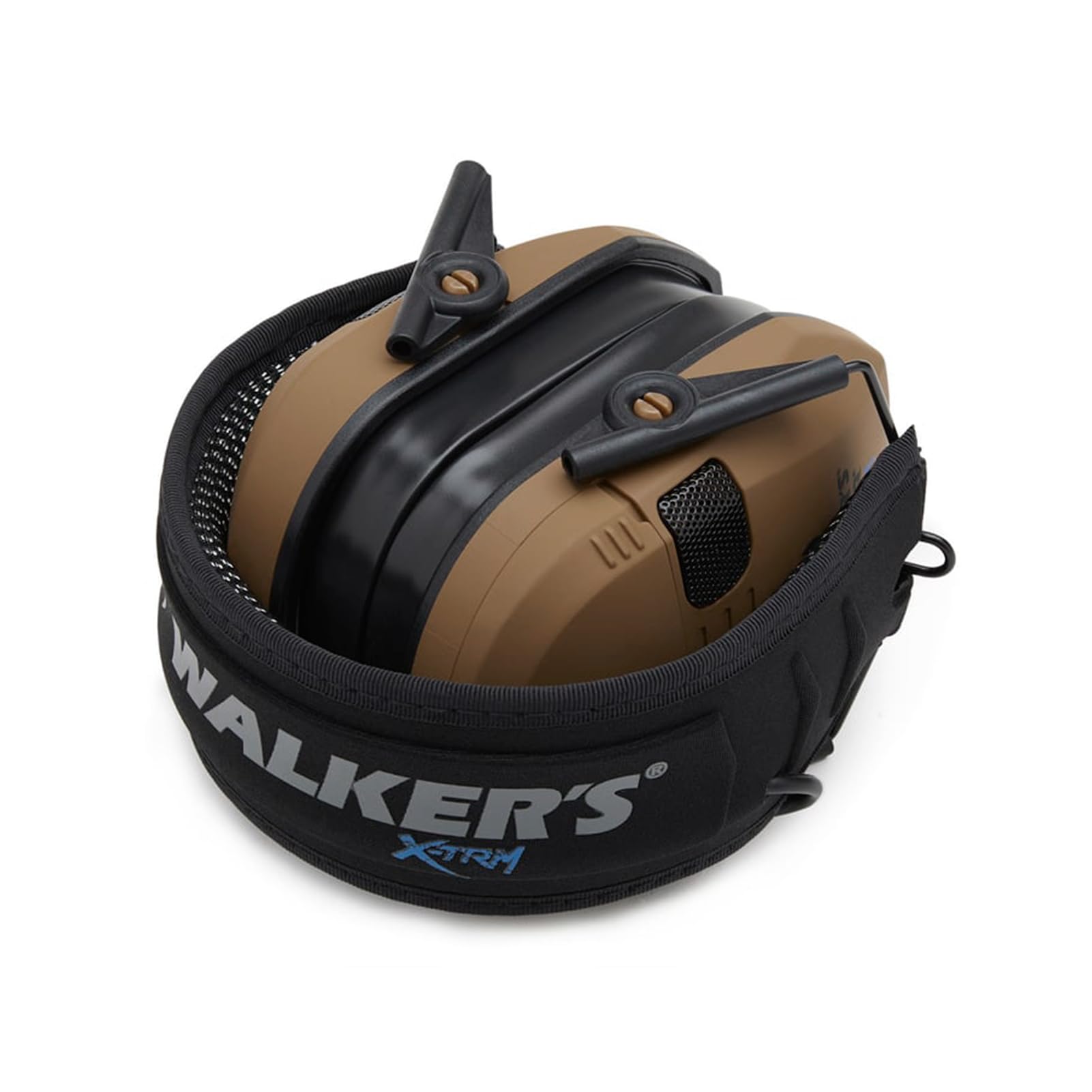 Walker's Razor Slim X-TRM Noise-Cancelling Sound-Enhancing Hunting Gun Range Shooting Electronic Earmuffs with Cooling Pads, Moisture Wicking Headband & 2 AAA Batteries, Battle Brown