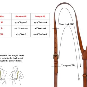 EURYNOME Leather Suspenders For Men, Brown Genuine Leather Suspenders Groomsmen Gifts (01#, XL)