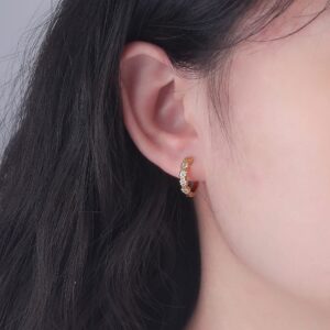 CiNily Small Gold Hoop Earrings for Women Flower Cubic Zirconia Huggie Earrings Hypoallergenic 14K Yellow Gold Plated Cartilage Earrings