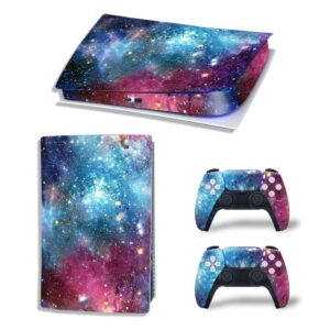 uushop skin sticker decal cover for ps5 digital edition console and controllers galaxy nebula