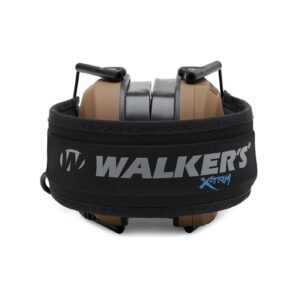 Walker's Razor Slim X-TRM Noise-Cancelling Sound-Enhancing Hunting Gun Range Shooting Electronic Earmuffs with Cooling Pads, Moisture Wicking Headband & 2 AAA Batteries, Battle Brown