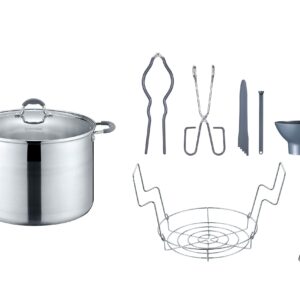 CONCORD 20 Quart Stainless Steel Canning Pot Set. Includes Canning Rack, Tongs, Jar Lifter, Funnel, Wrench, Lid Lifter, Mixer/Measurer (Induction Compatible)