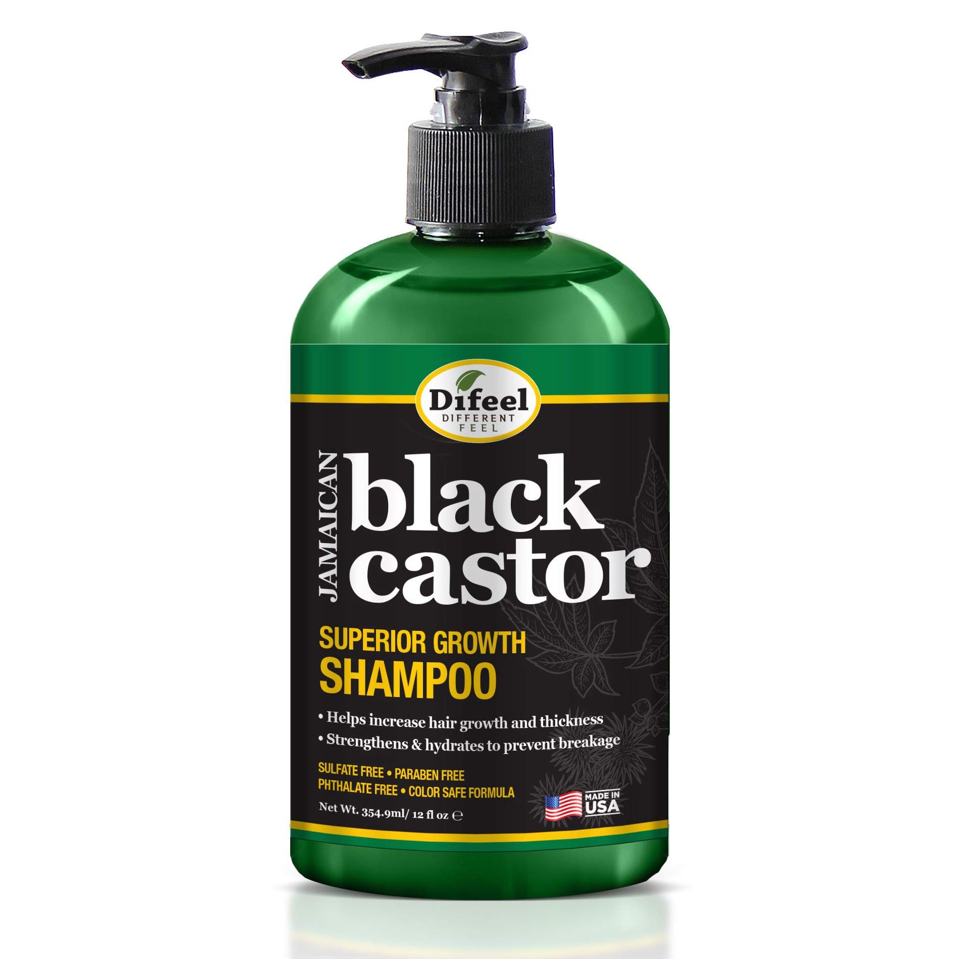 Difeel Superior Growth Jamaican Black Castor Shampoo 12 oz. - Sulfate Free Shampoo made with Natural Ingredients