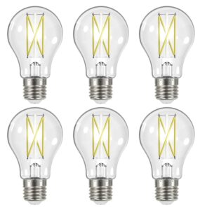 satco s12414-8 watt led a19; clear bulb 2700k (6 led light bulbs)