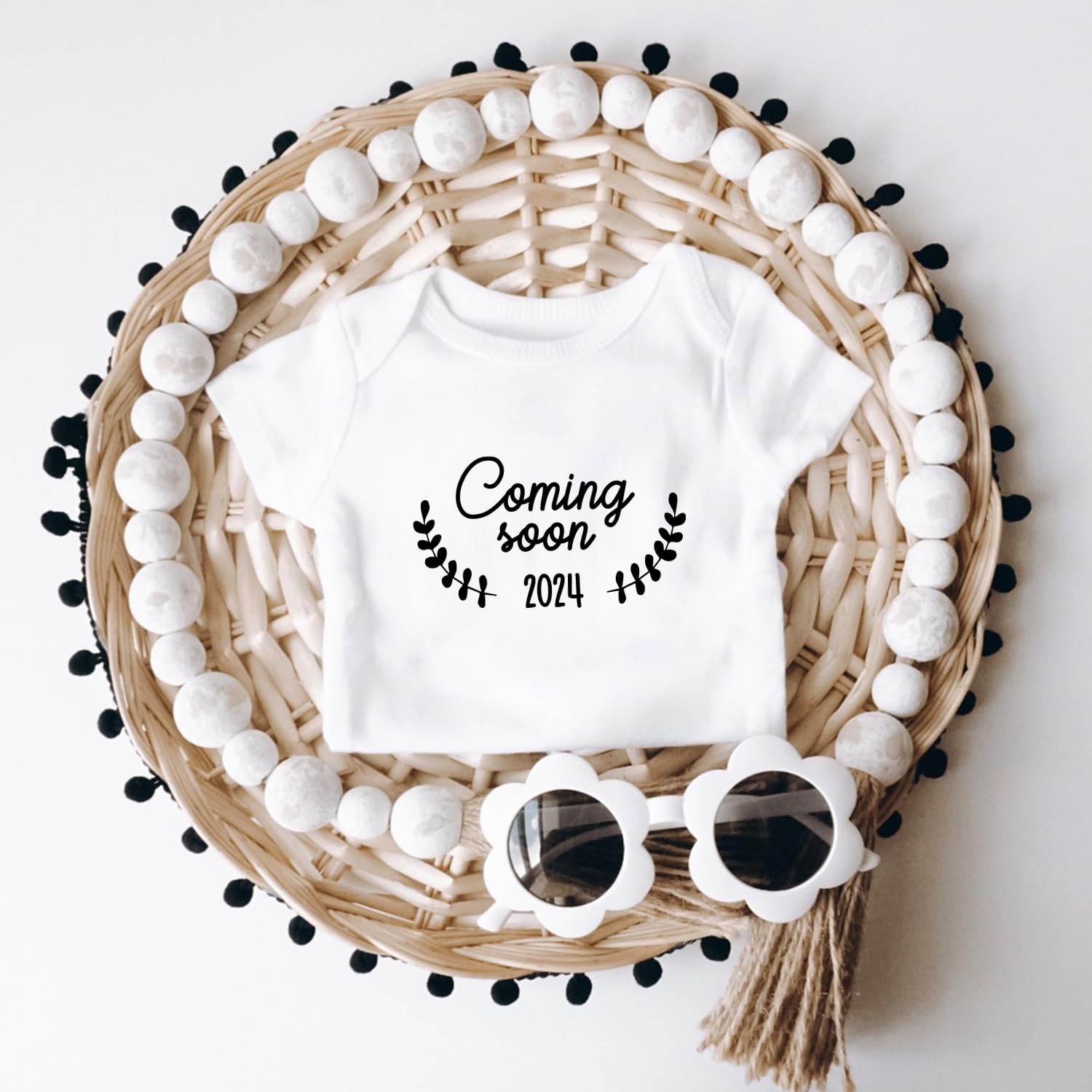 Organic GOTS Certified Baby Onesie Unisex Bodysuit 0-18 months - Coming Soon [YEAR] | Pregnancy Announcement (Coming Soon [YEAR], 0-3 Months)