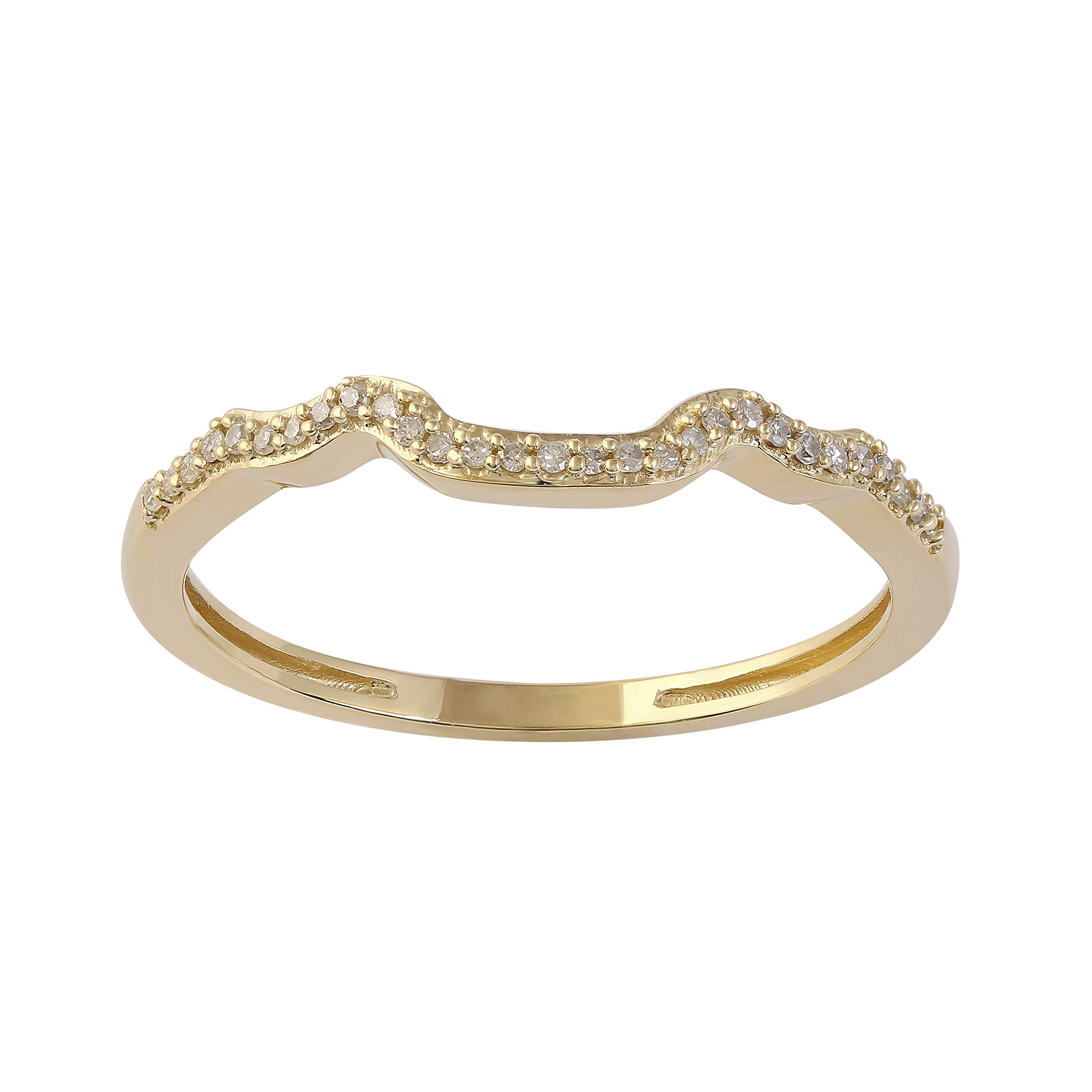 10k Yellow Gold 1/20 CT TDW Diamond Wedding Band Love Gift for Women by DZON(I-J,I2)