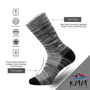 KMM Women's Merino Wool Cushion Crew Socks for Ladies Outdoor Hiking Hike Trail Casual Stylish Colorful Light Dry Soft comfy(Color10 L)