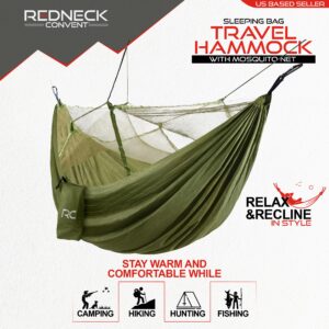 Redneck Convent RC Sleeping Bag Travel Hammock with Mosquito Net - Lightweight Sleeping Bags for Adults Warm Weather Camp Tree Hammock