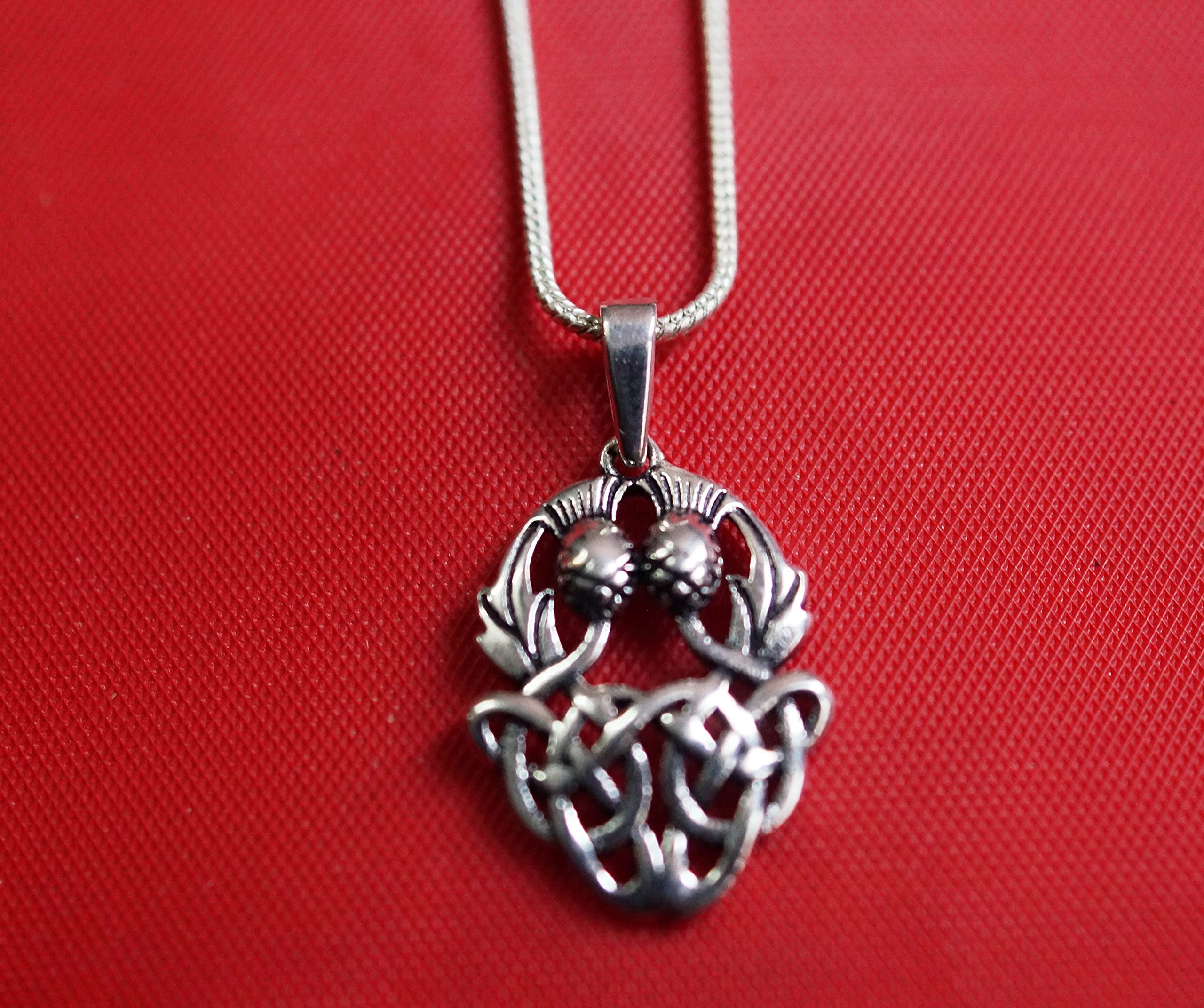 COMAT CRAFT Beautiful Scottish Thistly Cirsium Flower Scotland National Symbol Necklace 18"