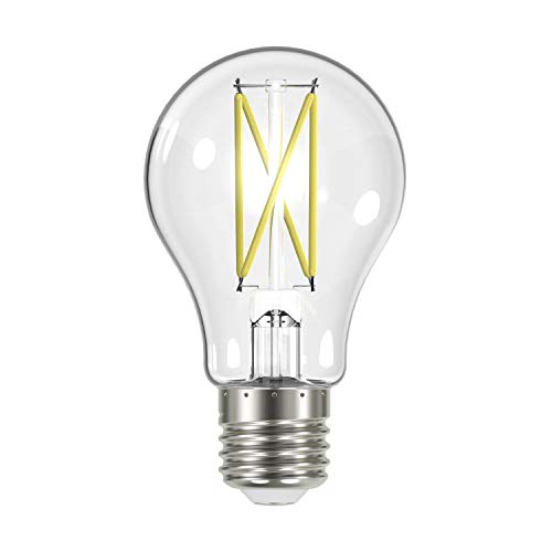 Satco Dimmable Led Filament Lamps, S12416, High Lumens, 8 Watt, A19; Clear; Medium Base; 3500K; 90 CRI; 120 Volt for use at Residential, Hospitality, Display and Commercial (6 LED Light Bulbs)