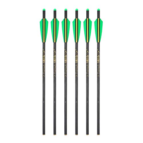 REEGOX Crossbow Bolts 16 inch Carbon Crossbow Arrows for Hunting and Target Practice with Moon nocks and Field Tips (6 Pack) (16)