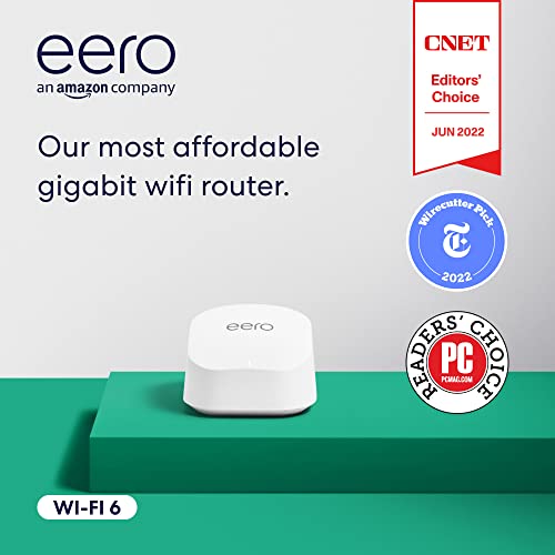 Amazon eero 6+ mesh Wi-Fi router | 1.0 Gbps Ethernet | Coverage up to 1,500 sq. ft. | Connect 75+ devices | 1-Pack | 2022 release