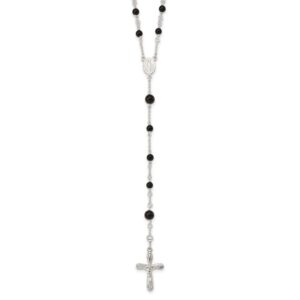 sterling silver polished black onyx rosary necklace qqh4998