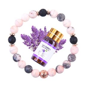 allentian Lava Rock Aromatherapy Diffuser Bracelets, Crystals Stones Jewelry Calming Beaded Bracelets for women, Lavender Essential Oil Bracelet, Stress Relief Gifts for Women