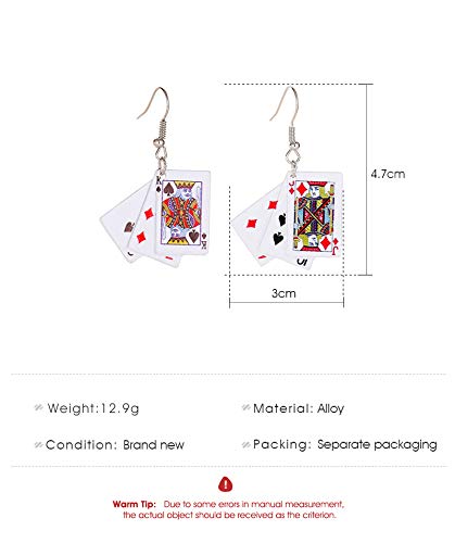 Personality Poker Dangle Earrings Metal Alloy Game cards Simulate Cool Funny Earrings for Women-Earrings