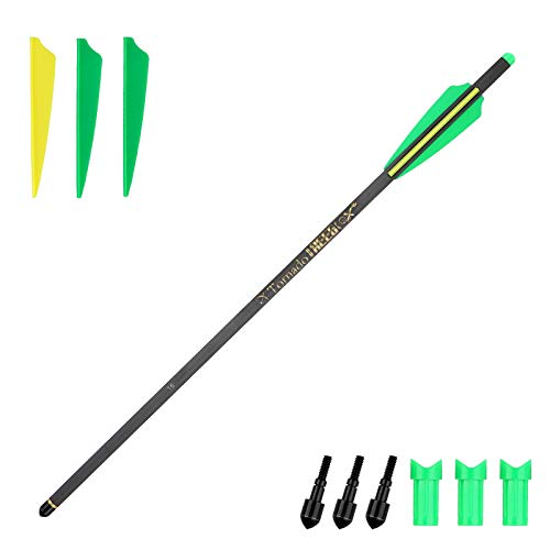 REEGOX Crossbow Bolts 16 inch Carbon Crossbow Arrows for Hunting and Target Practice with Moon nocks and Field Tips (6 Pack) (16)