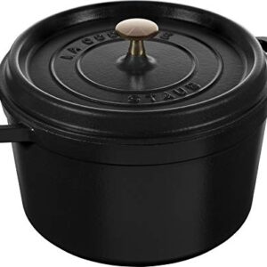 Staub Cast Iron Dutch Oven 5-qt Tall Cocotte, Made in France, Serves 5-6, Matte Black