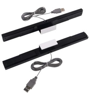 Aokin USB Sensor Bar for Wii, Replacement USB Wired Infrared Ray Sensor Bar for Nintendo Wii, Wii U, and PC, Includes Stand, Black