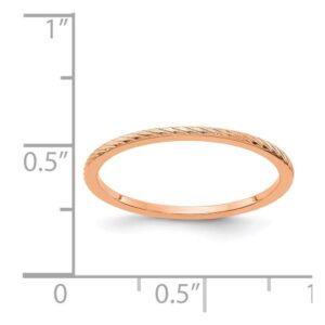 14K Rose Gold 1.2mm Twisted Wire Pattern Stackable Band Size 8.5 QSTK22-120R-8.5