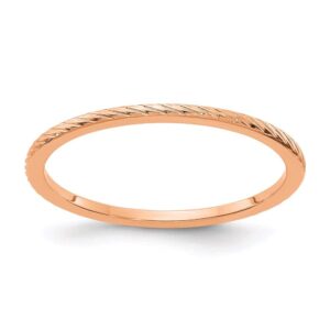 14k rose gold 1.2mm twisted wire pattern stackable band size 8.5 qstk22-120r-8.5