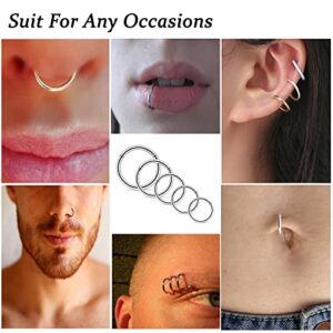 Vsnnsns 16G Stainless Steel Hinged Segment Clicker Nose Rings Hoops Septum Jewelry Lip Ring Hoop Cartilage Tragus Conch Helix Rook Hoop Earrings Piercing Jewelry for Women Men 10MM Mix Colro 16 Gauge