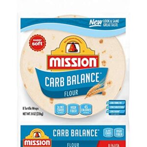 Mission Carb Balance Fajita Tortillas,Low Carb,Keto,8 Ounce (Pack of 2)