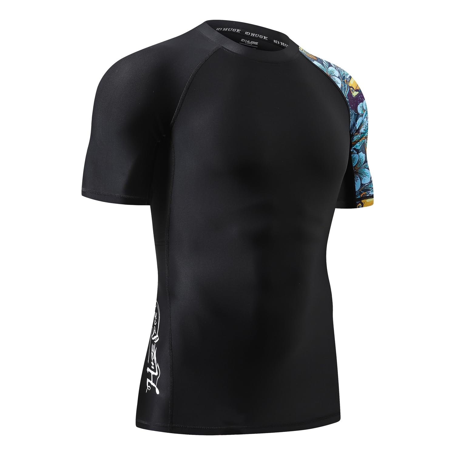 ADOREISM Men's Quick-Dry UPF 50+ Sun Protection Short Sleeve Rash Guard (HeyToucan, XL)