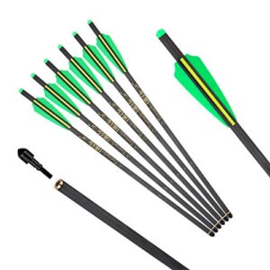 REEGOX Crossbow Bolts 16 inch Carbon Crossbow Arrows for Hunting and Target Practice with Moon nocks and Field Tips (6 Pack) (16)