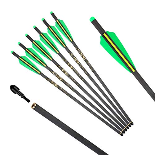 REEGOX Crossbow Bolts 16 inch Carbon Crossbow Arrows for Hunting and Target Practice with Moon nocks and Field Tips (6 Pack) (16)