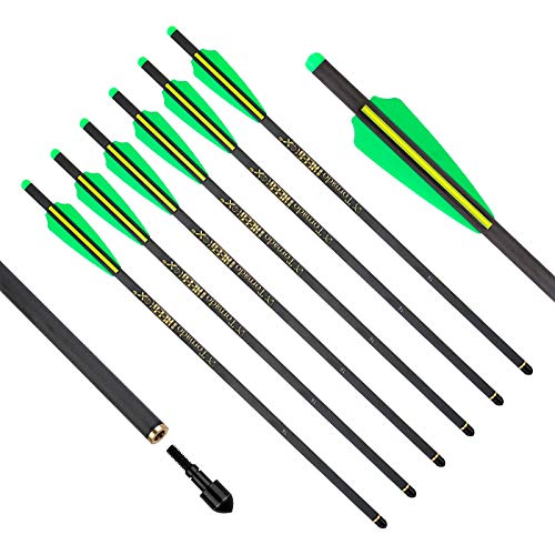 REEGOX Crossbow Bolts 16 inch Carbon Crossbow Arrows for Hunting and Target Practice with Moon nocks and Field Tips (6 Pack) (16)