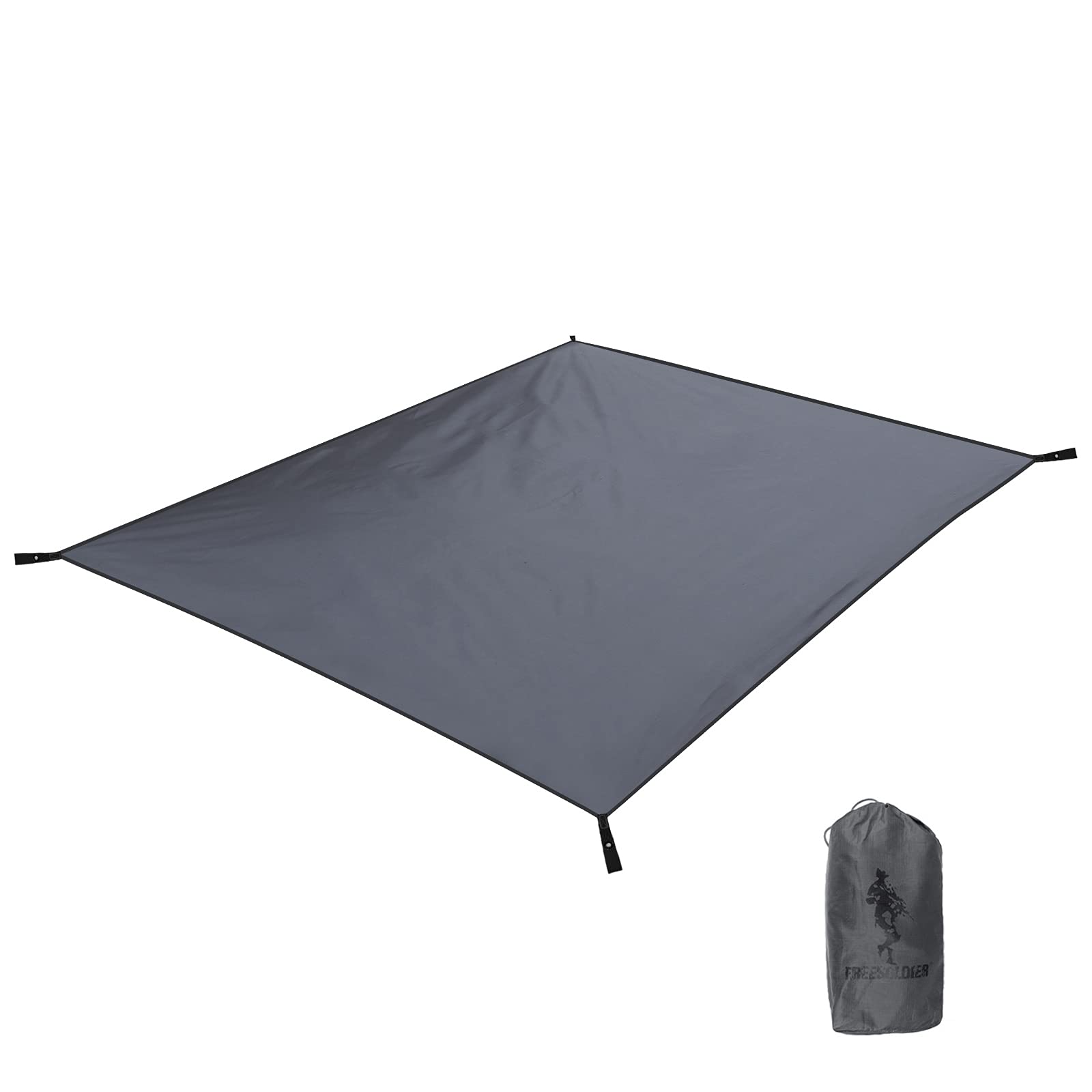 FREE SOLDIER Tent Footprint Ultralight Camping Tarp Waterproof Tent Tarp Ground Sheet Mat Tarp with Drawstring Storage Bag for Outdoor Camping, Hiking, Backpacking, Picnic(Gray, 55"×83")