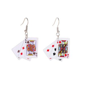 Personality Poker Dangle Earrings Metal Alloy Game cards Simulate Cool Funny Earrings for Women-Earrings