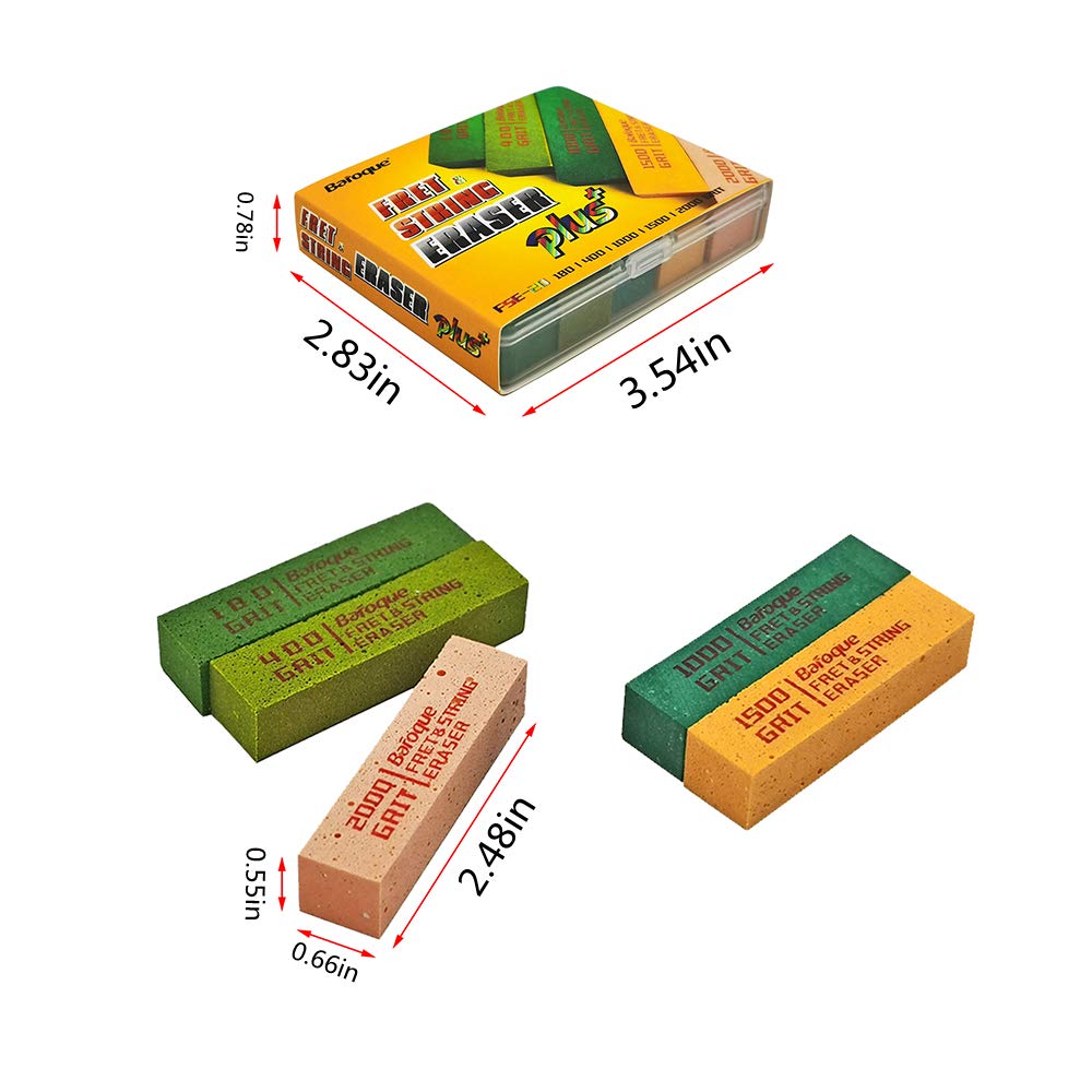 Baroque Fret Erasers for Guitar, Suitable for Guitar Strings & Fret Polishing Abrasive, Fret Erasers Kit, Set of 5,High-Quality Luthier Tools Guitar(180&400&1000&1500&2000Grit)