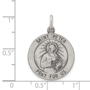 Sterling Silver Antiqued Saint Peter Medal 25mm 20mm style QC5753