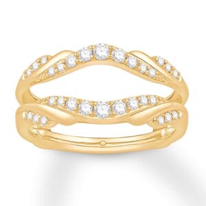 jewelry star 14k yellow gold plated in silver round cut cubic zirconia engagement wedding enhancer ring guard for women's