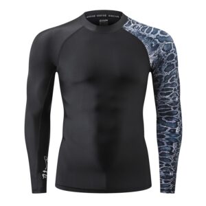 adoreism men's splice compression long sleeve rash guard surf swim shirt uv sun protection upf 50+ (leopard print,xl)