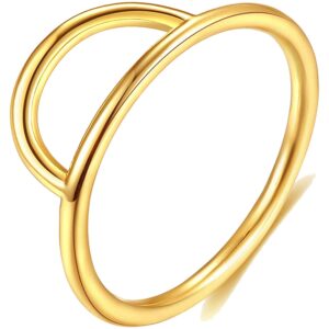 dremmy studios gold stackable rings for women 14k gold filled tiny dainty handmade half circle rings minimalist rings