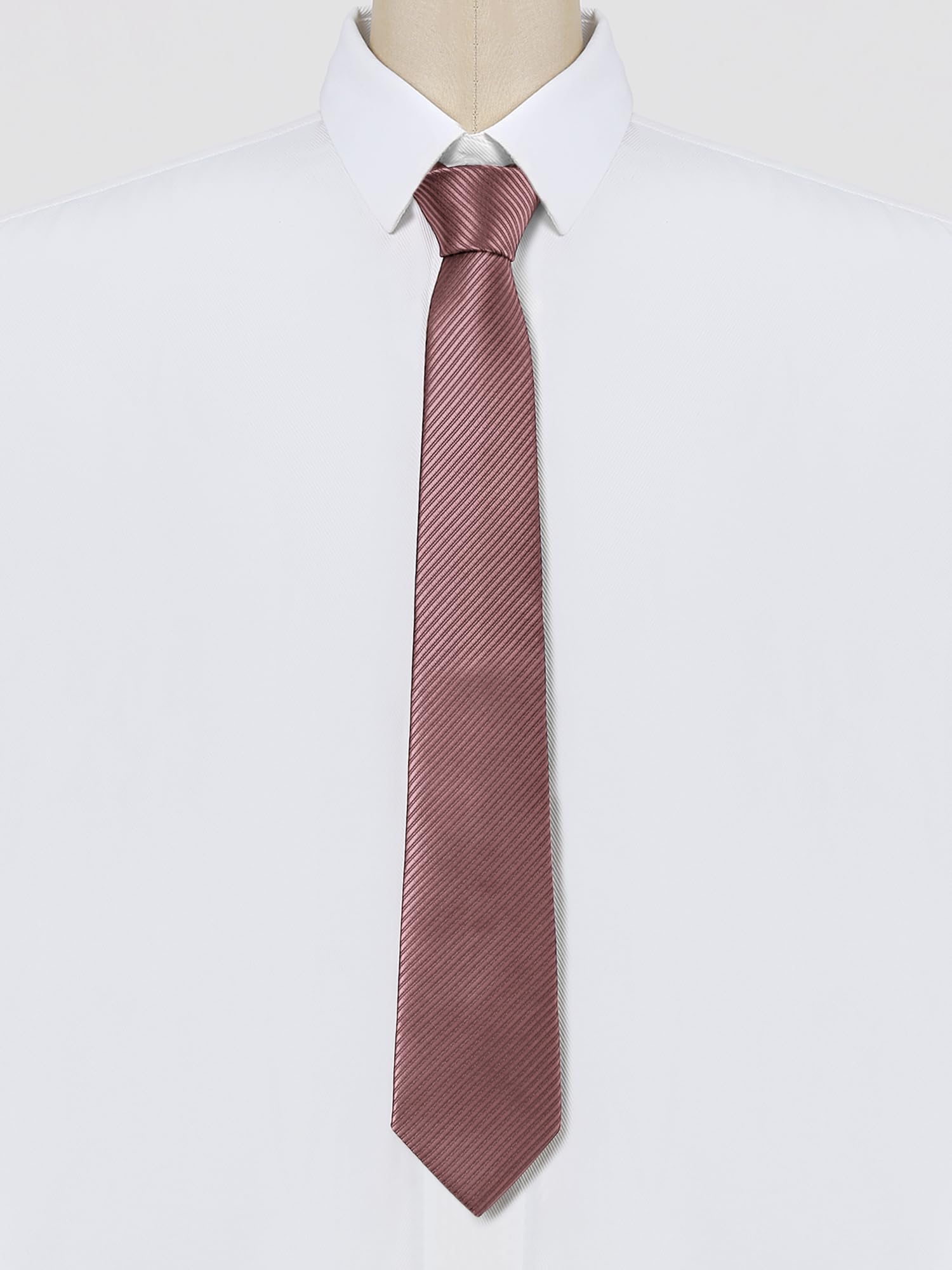 Allegra K Men's Solid Color Self-tied Stripes Textured Wide Tie Neck Wedding Formal Ties One Size Dusty Pink