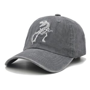 NVJUI JUFOPL Boys' Skull Dinosaur Hat, Washed Vintage Summer Baseball Cap for Kids Ages 2-9