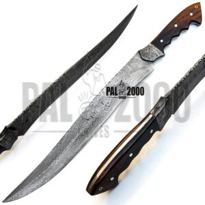 PAL 2000 HUNTING KNIVES DAM-9910 25 Inch Custom Handmade Damascus steel Knife With Sheath