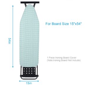 BNDX Ironing Board Cover, 15" x 54" Standard Size Thick Padding with 2" Elastic, Stain Resistant & Durable Scorch, 2 Click Buckles for Smooth Iron and Easy Installation