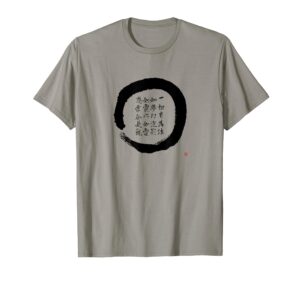 artistic japanese diamond sutra calligraphy enso circle zen t-shirt