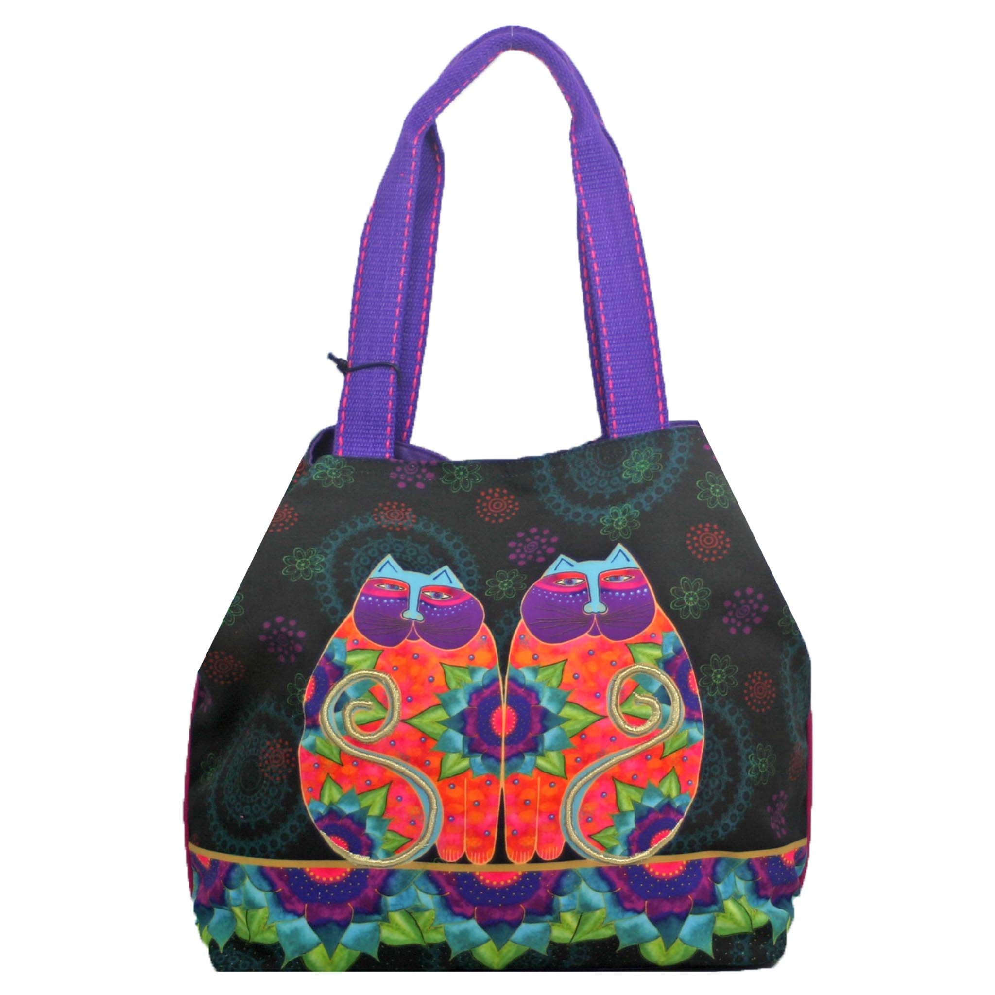 Laurel Burch Celestial Lotus Cats Large Gap Tote